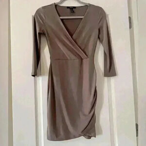 Forever 21 Taupe V-Neck Midi Dress
